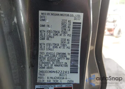 2023 Nissan Frontier King Cab S 4X4 из США, поврежденный, VIN 1N6ED1CM6PN622241